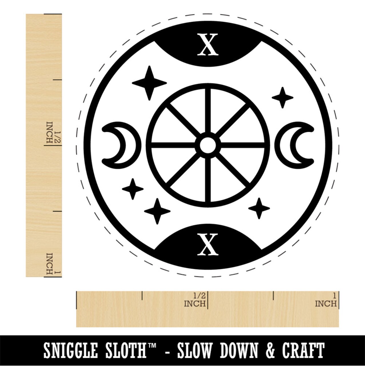 The Wheel of Fortune Tarot Card Rubber Stamp for Stamping Crafting Planners